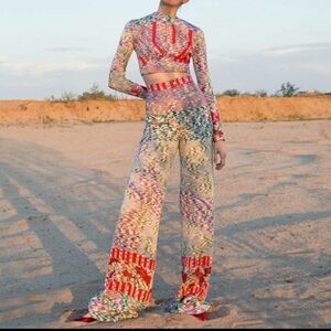 Maison Esve‎ Crop Long  Sleeve Jersey Top S/M